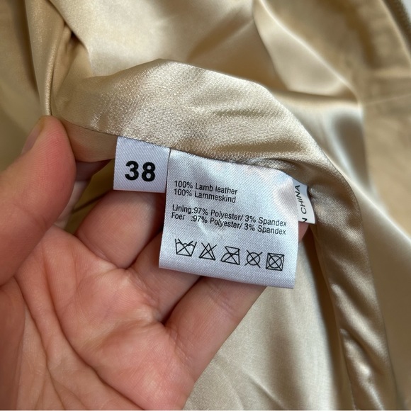 Munthe plus Simonsen Leather Jacket Sz 6 Cream - Picture 11 of 12